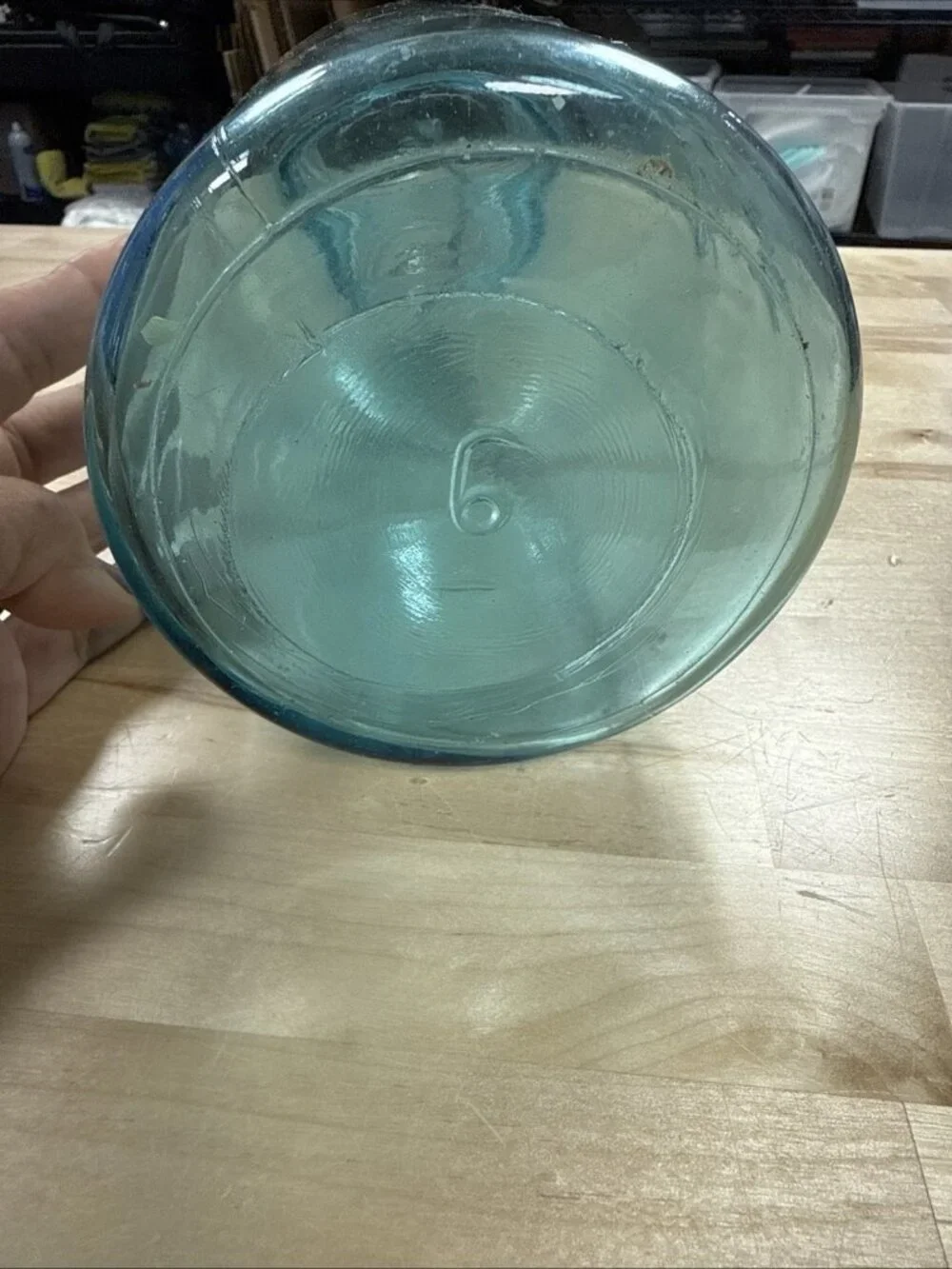 Vintage Ball IDEAL Mason Aqua Blue #6 Quart Jar With Glass Lid Wire Bail 1910-23